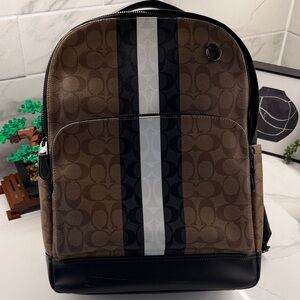 Coach Graham Backpack in Blocked Signature Canvas with Varsity Stripe